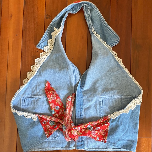 NWOT LF Denim Halter Crop Top - Picture 4 of 4